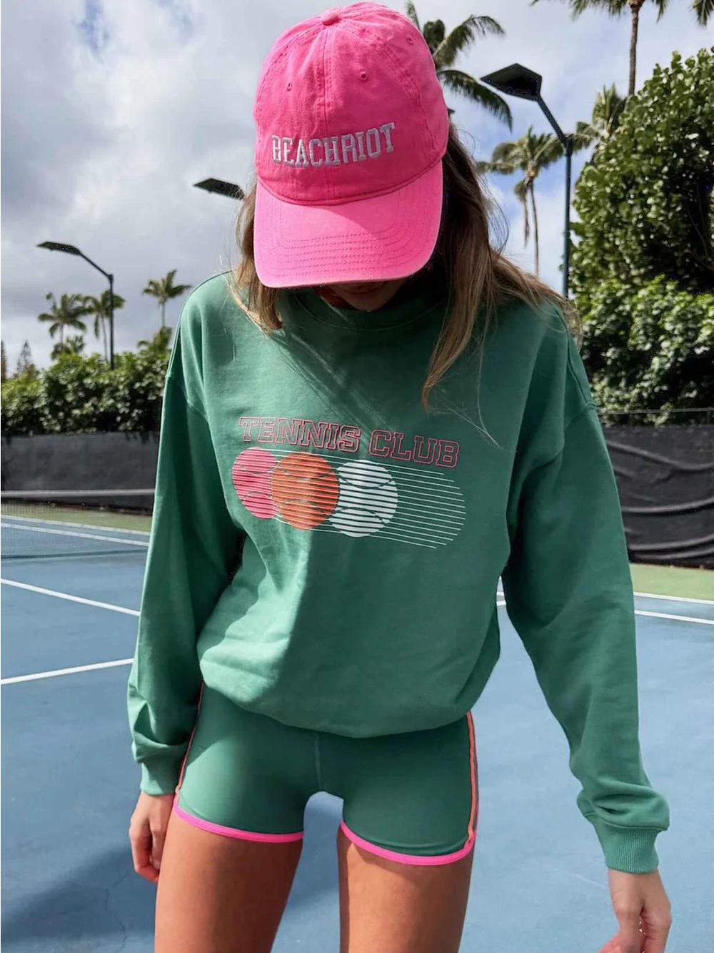 BEACHRIOT Green Tennis Club Sweatshirt and Ryder Short Set
